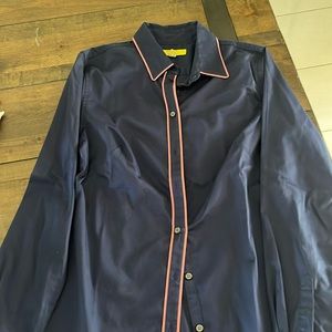 Pre-loved Banana Republic “Milly Collection” Navy ButtonDown w/Pink Piping Sz 8